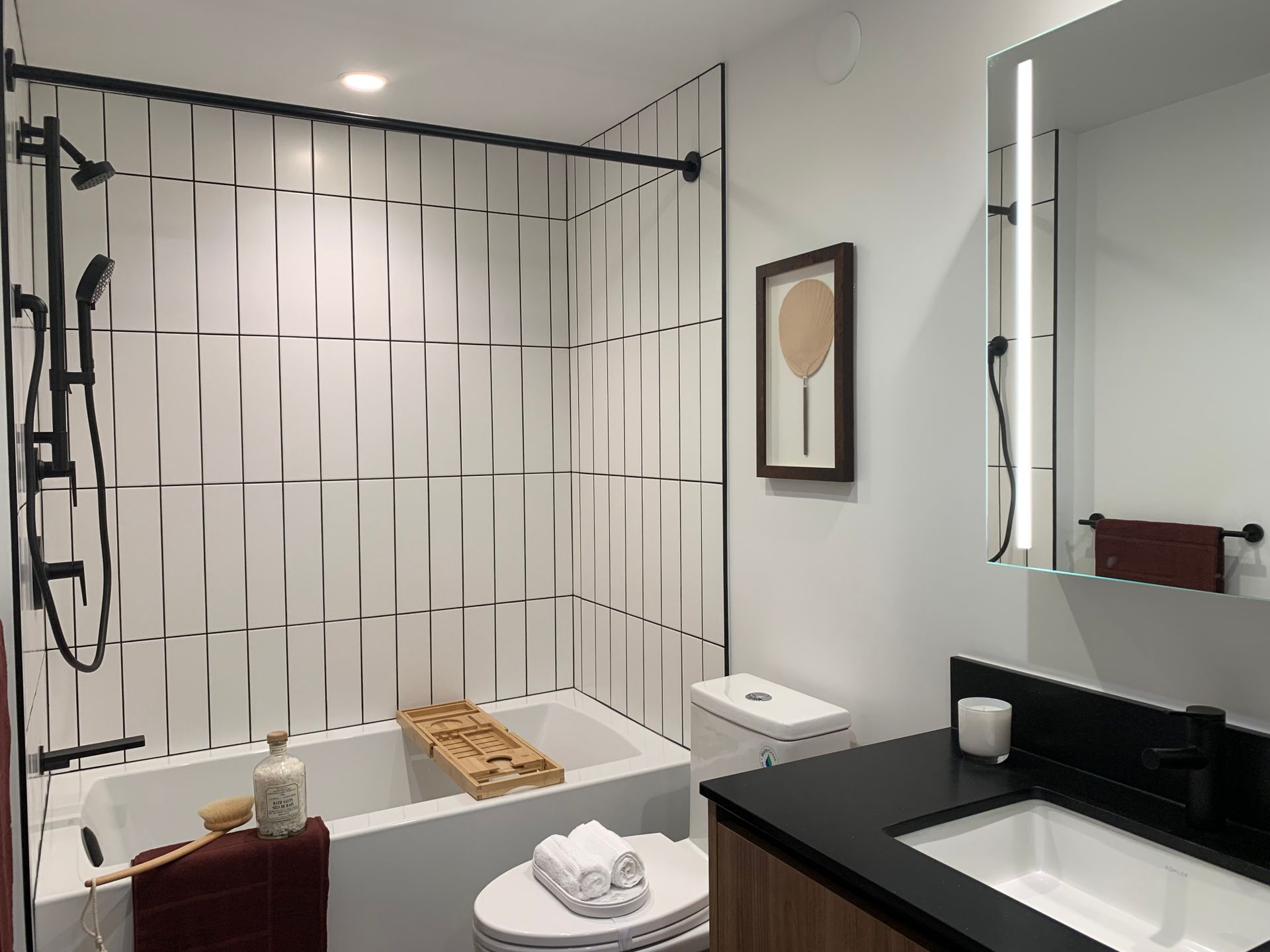 bathroom in dark scheme at 155 E 37 Avenue, Main, Vancouver East bathroom in dark scheme at 155 E 37 Avenue, Main, Vancouver East