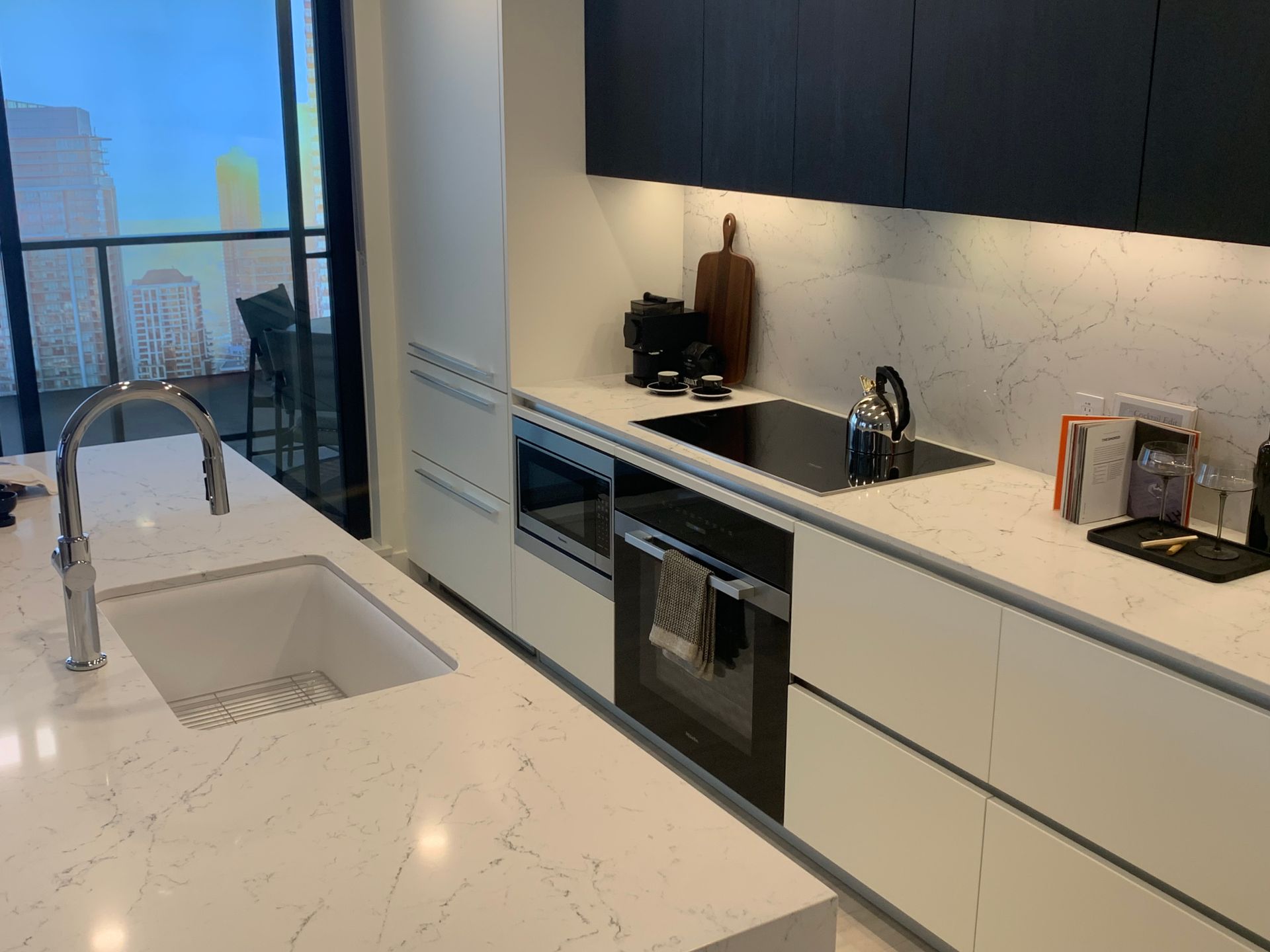 Brentwood Block 2 bed display kitchen with Miele oven & induction cooktop at 4612 Lougheed Highway, Brentwood Park, Burnaby North Brentwood Block 2 bed display kitchen with Miele oven & induction cooktop at 4612 Lougheed Highway, Brentwood Park, Burnaby North