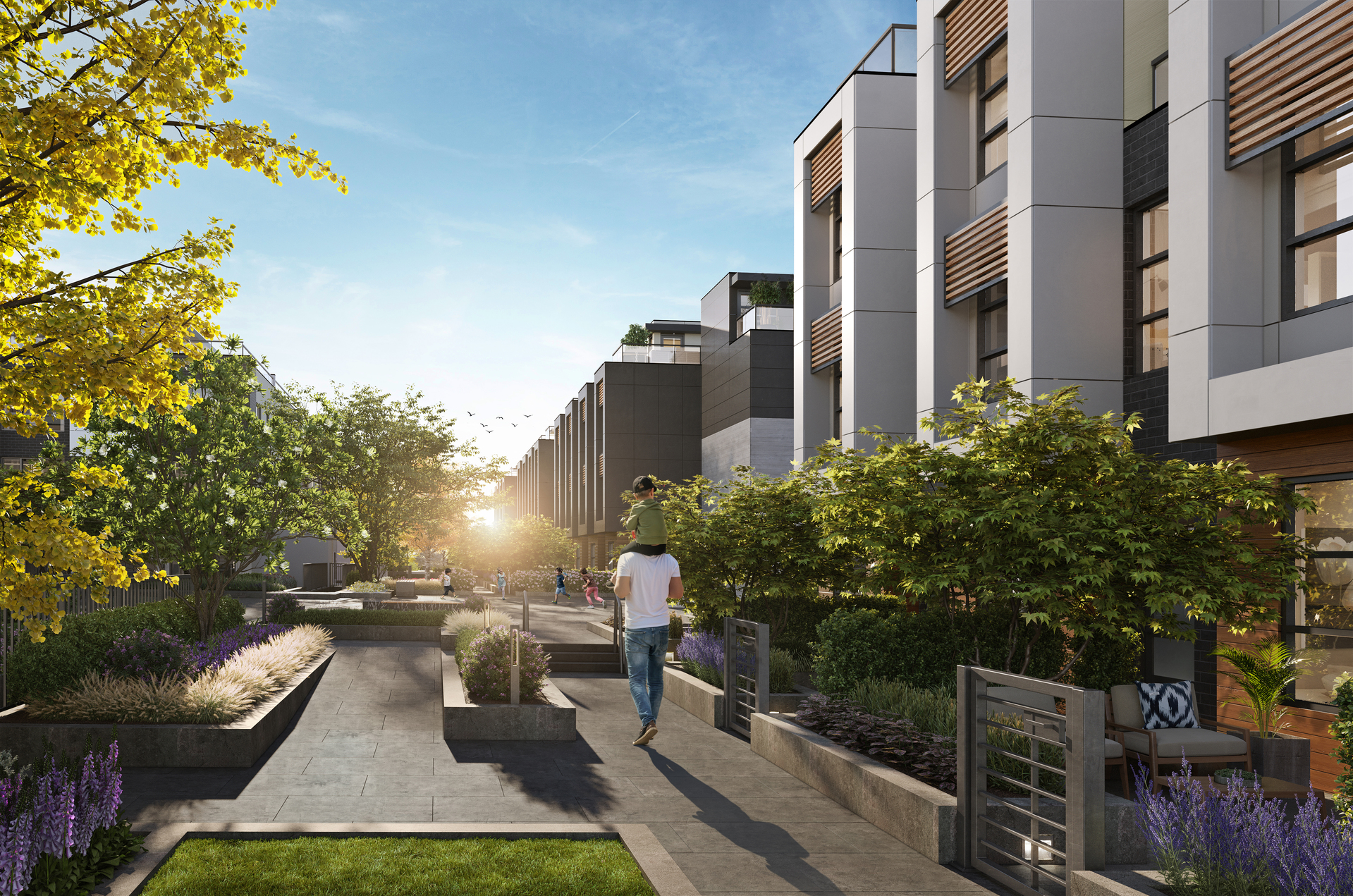 kin-collection-burnaby-townhomes-courtyard-rendering at 7470 Buller Avenue, Metrotown, Burnaby South kin-collection-burnaby-townhomes-courtyard-rendering at 7470 Buller Avenue, Metrotown, Burnaby South