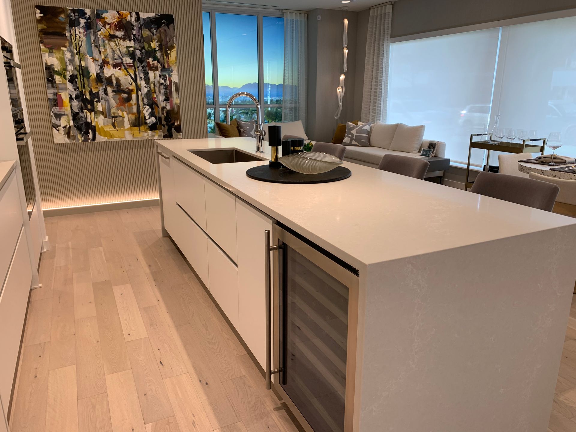 Kitchen island with wine fridge at 5740 Cambie Street, Cambie, Vancouver West Kitchen island with wine fridge at 5740 Cambie Street, Cambie, Vancouver West