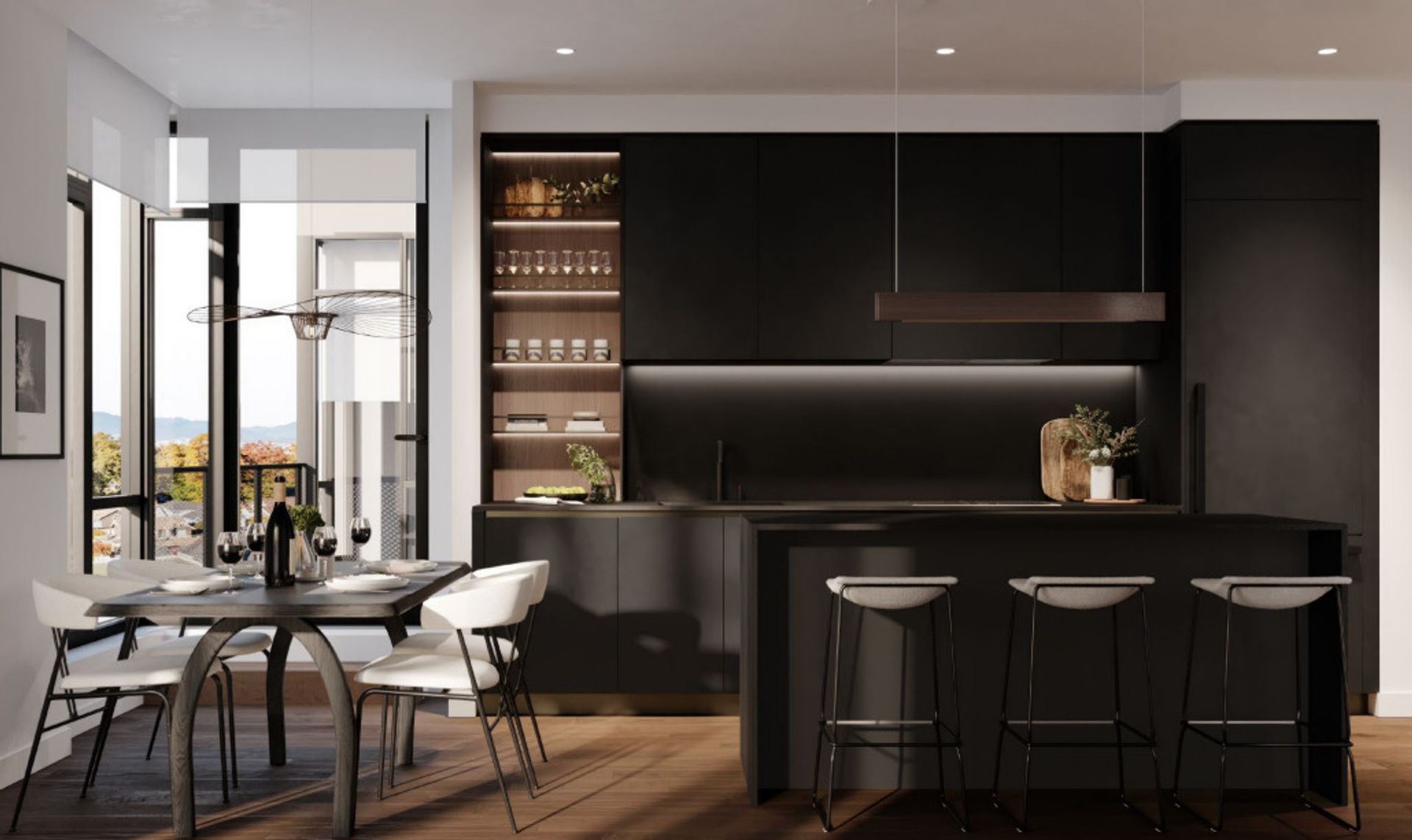 W16 Stosa Cucine kitchen in dark scheme at 3220 Cambie Street, Cambie, Vancouver West W16 Stosa Cucine kitchen in dark scheme at 3220 Cambie Street, Cambie, Vancouver West