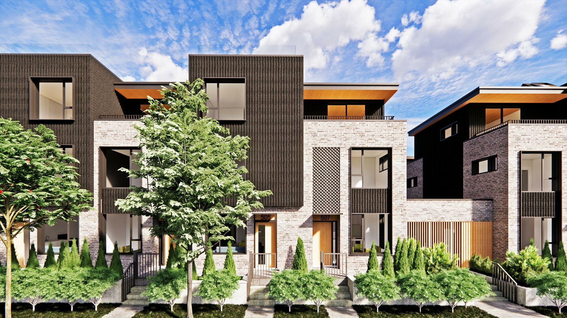 rowe-townhome-exterior-rendering at 775 W 49th Avenue, Oakridge VW, Vancouver West rowe-townhome-exterior-rendering at 775 W 49th Avenue, Oakridge VW, Vancouver West