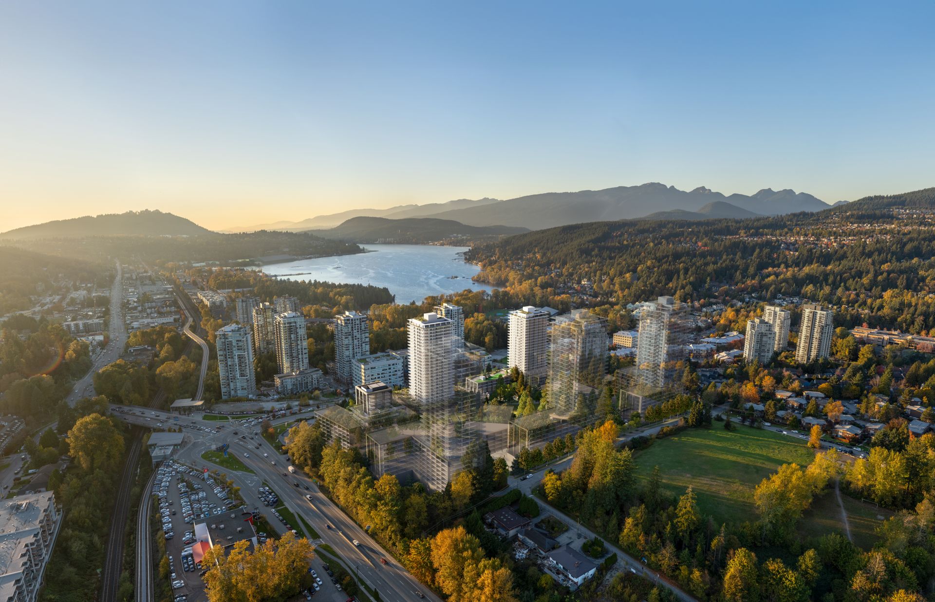 inlet district birds eye at  Buckingham Drive And Guildford Drive, Ioco, Port Moody inlet district birds eye at  Buckingham Drive And Guildford Drive, Ioco, Port Moody