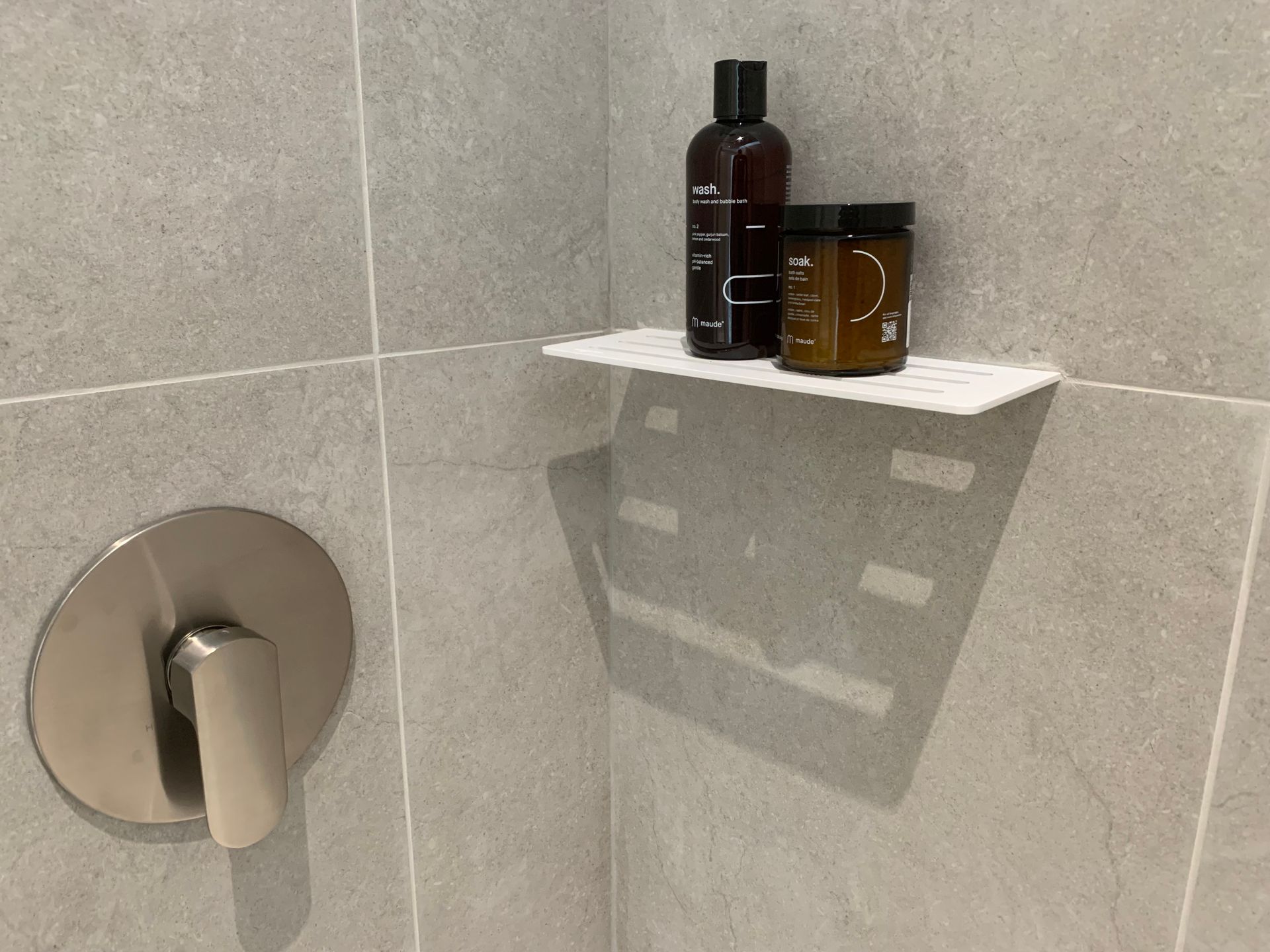 Soenhaus - built-in shower shelf detail at 710 Como Lake Avenue, Coquitlam West, Coquitlam Soenhaus - built-in shower shelf detail at 710 Como Lake Avenue, Coquitlam West, Coquitlam