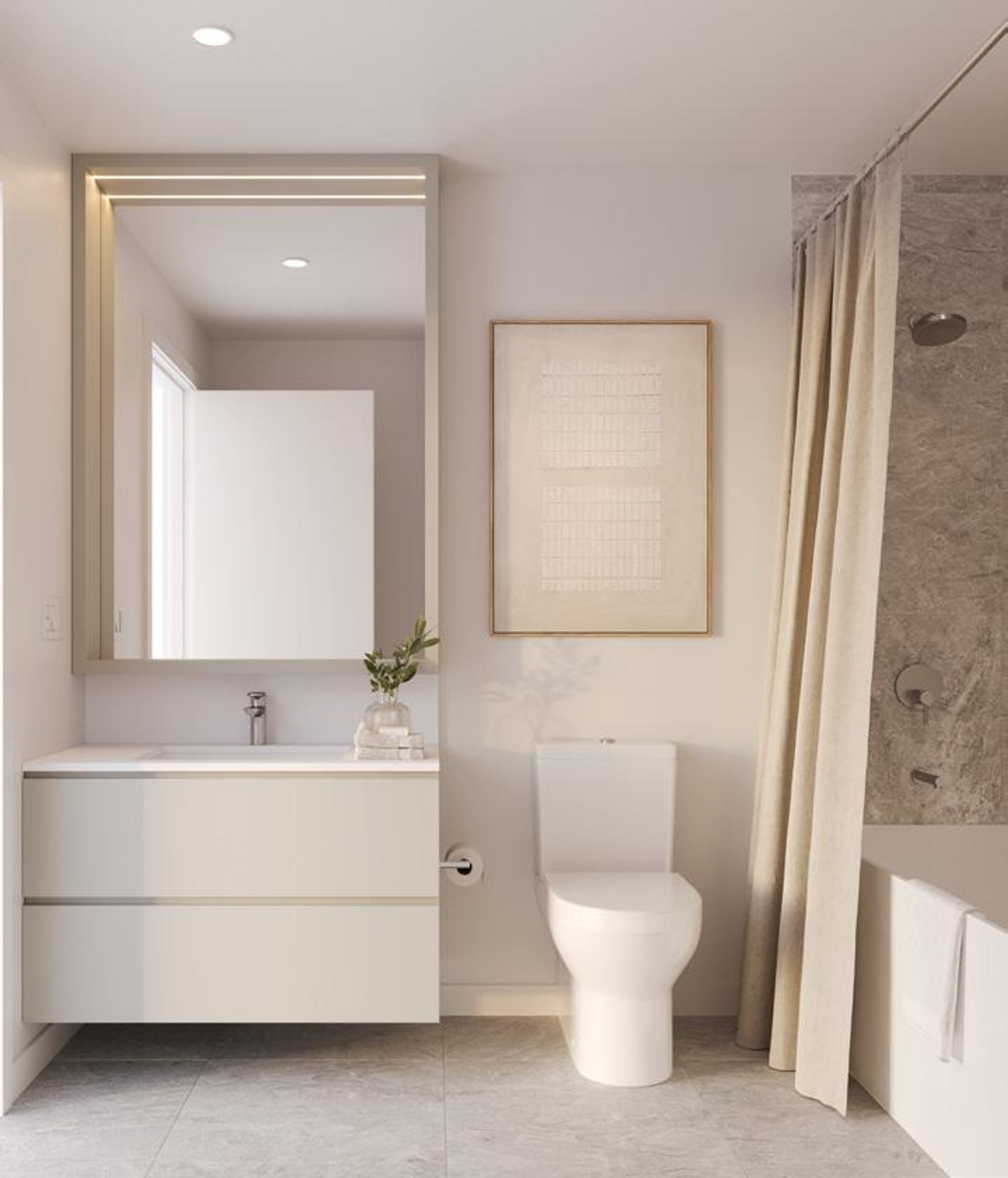 Söenhaus - Bathroom -  porcelain tiles and brushed nickel fixtures at 710 Como Lake Avenue, Coquitlam West, Coquitlam Söenhaus - Bathroom -  porcelain tiles and brushed nickel fixtures at 710 Como Lake Avenue, Coquitlam West, Coquitlam
