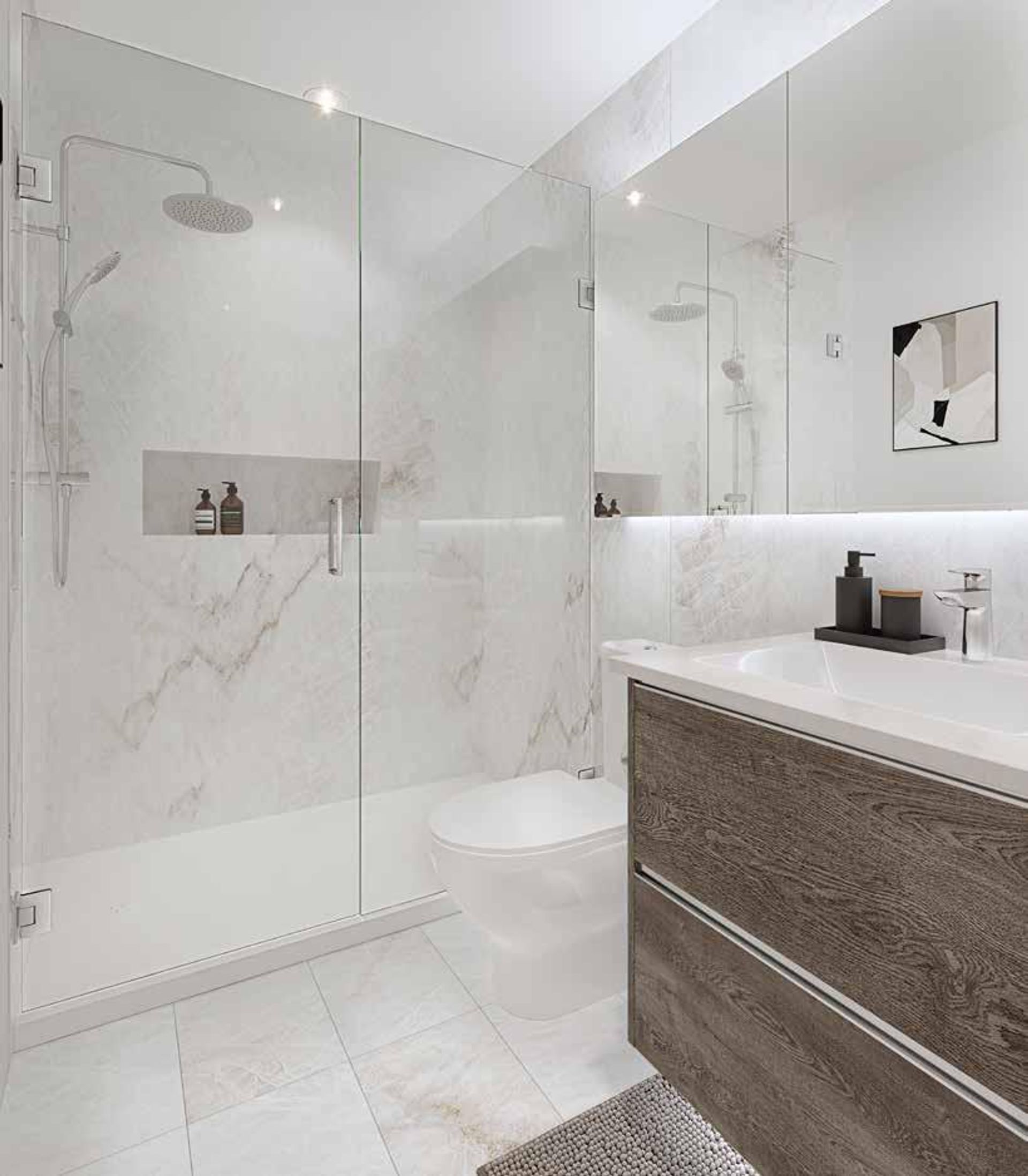 Willow Walk Bathroom Dark Scheme at  Willow Street, Oakridge VW, Vancouver West Willow Walk Bathroom Dark Scheme at  Willow Street, Oakridge VW, Vancouver West