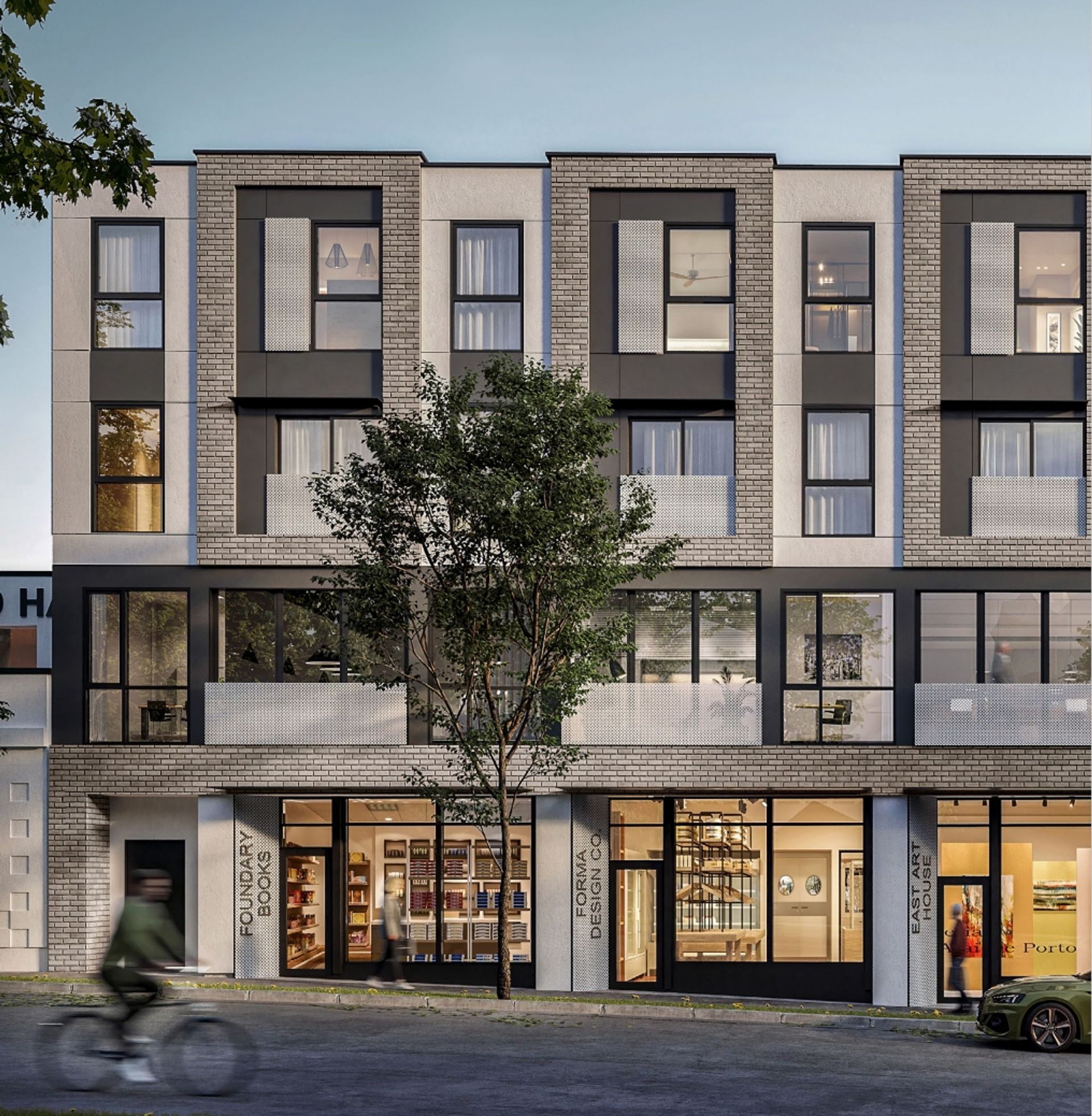 Hendry-streetscape rendering at 3839 Commercial Street, Vancouver East Hendry-streetscape rendering at 3839 Commercial Street, Vancouver East