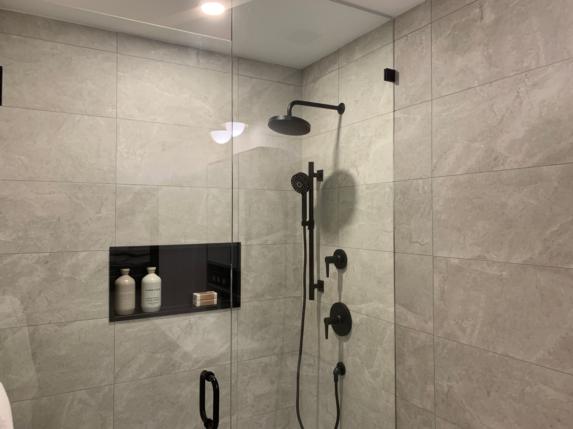 wilford walk-in shower with niche at 704 Delestre Avenue, Maillardville, Coquitlam wilford walk-in shower with niche at 704 Delestre Avenue, Maillardville, Coquitlam