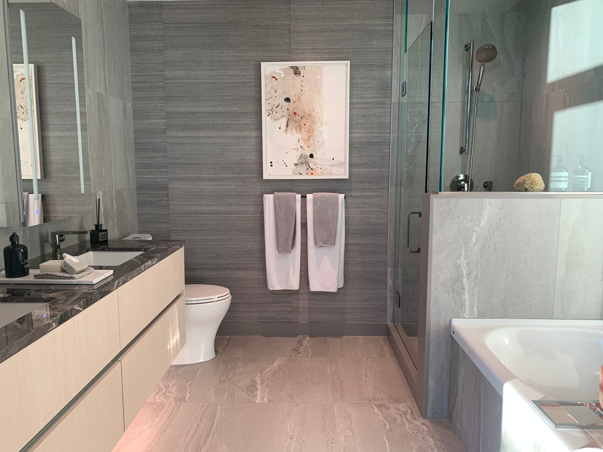 Aire display ensuite in light scheme at  Harbourside Drive, Hamilton, North Vancouver Aire display ensuite in light scheme at  Harbourside Drive, Hamilton, North Vancouver