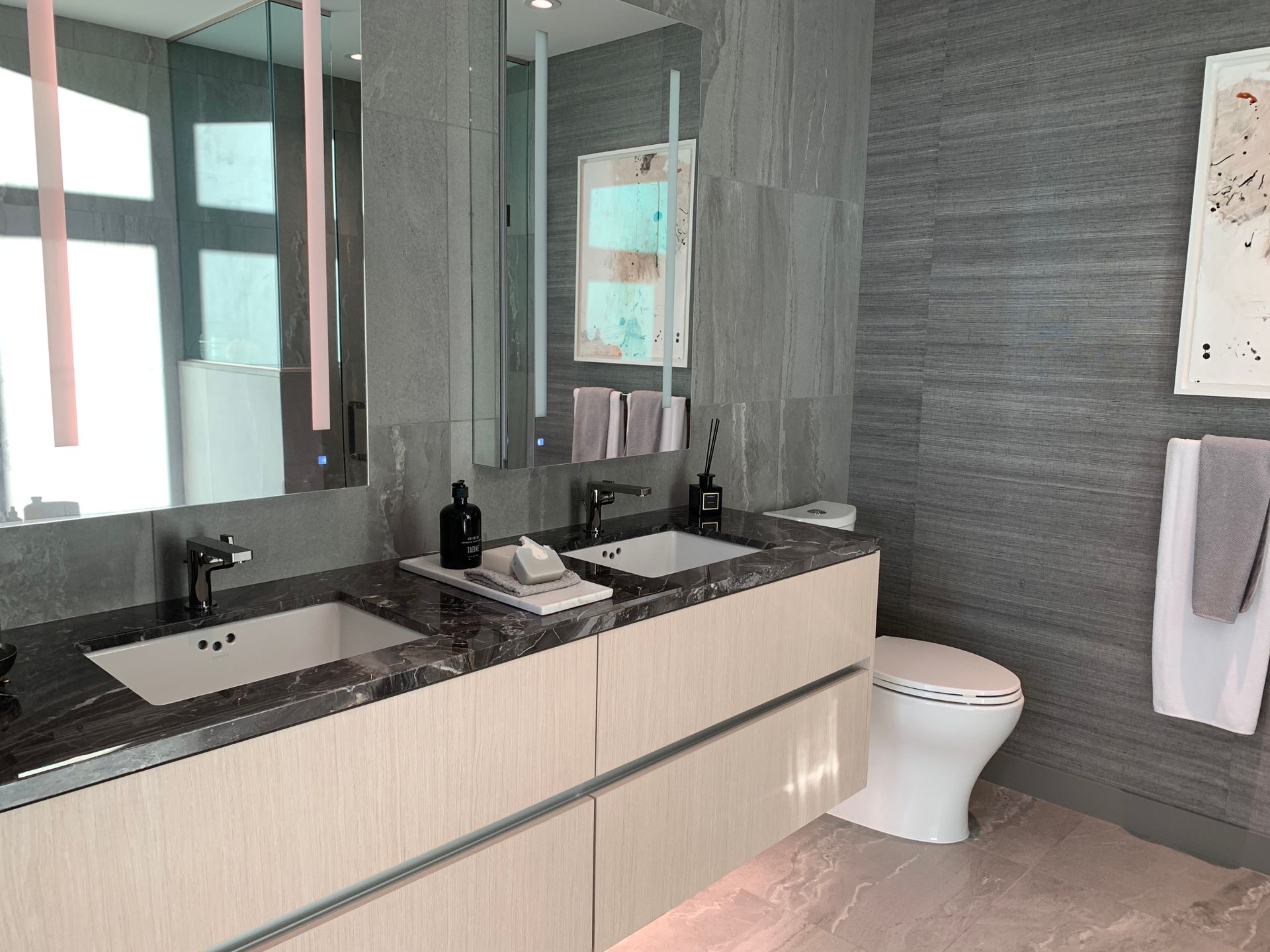 Aire display ensuite in light scheme at  Harbourside Drive, Hamilton, North Vancouver Aire display ensuite in light scheme at  Harbourside Drive, Hamilton, North Vancouver