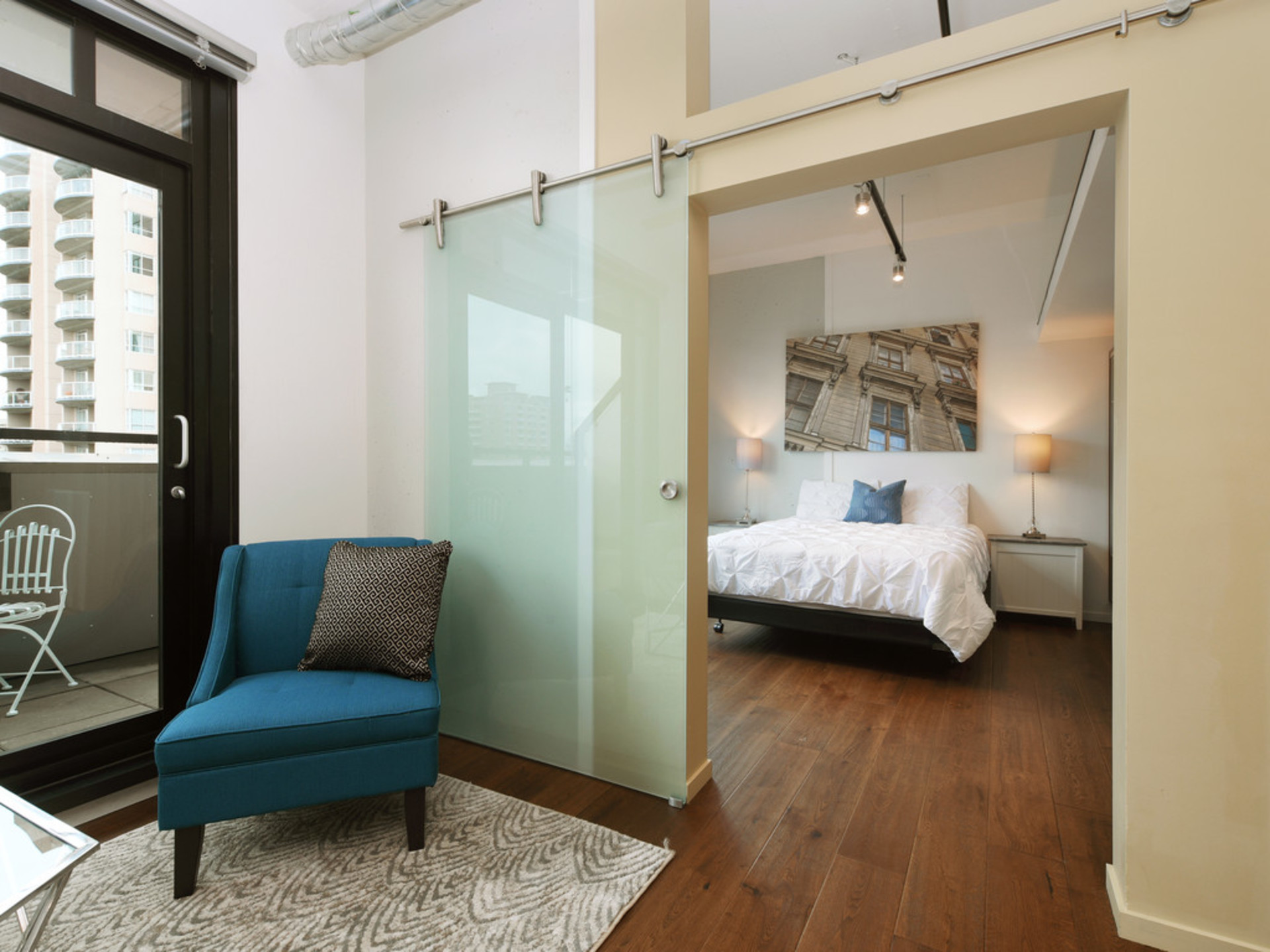 Glass barn doors at 723 - 1029 View Street, Downtown and Harris Green, Victoria Glass barn doors at 723 - 1029 View Street, Downtown and Harris Green, Victoria