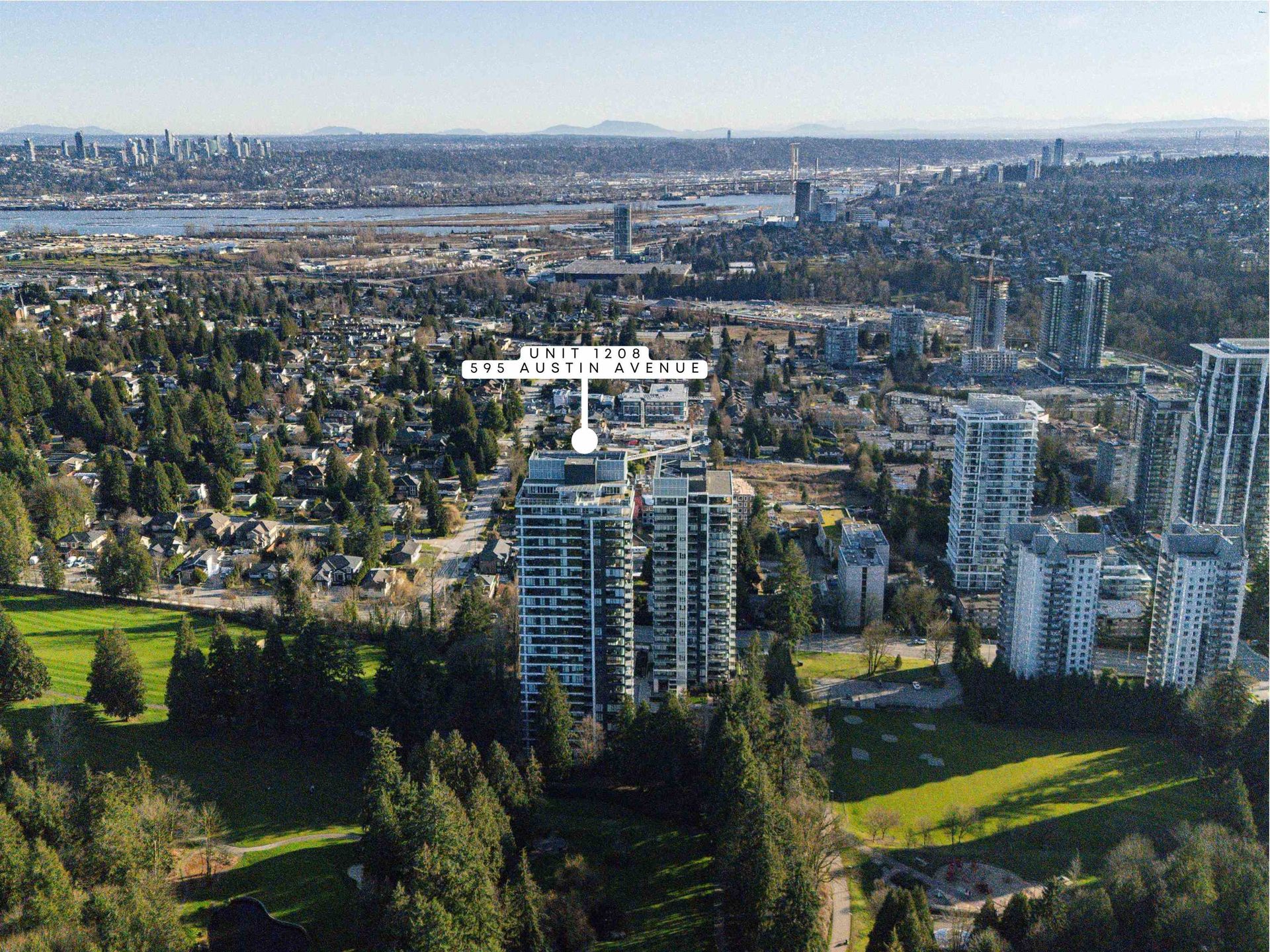 aerial view  at 1208 - 595 Austin Avenue, Coquitlam West, Coquitlam aerial view  at 1208 - 595 Austin Avenue, Coquitlam West, Coquitlam