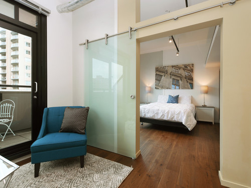 Glass Barn Door at 723 - 1029 View Street, Downtown Harris Green, Victoria Glass Barn Door at 723 - 1029 View Street, Downtown Harris Green, Victoria