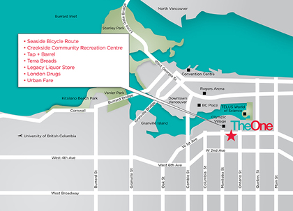 theone_sitemap at 88 W 1st Avenue, Olympic Village, Vancouver West