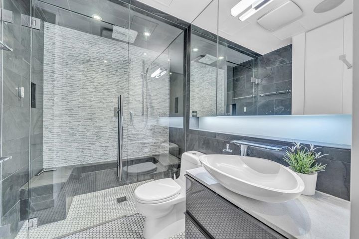 Bright and Modern Bathroom in Heritage Setting at 305 - 12 Water Street, Downtown VW, Vancouver West