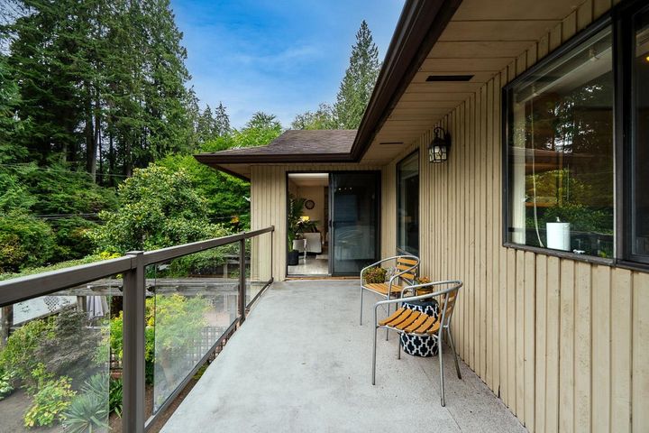Outdoor entertaining area with nature views at 1184 Riverside Drive at 1184 Riverside Drive, Seymour NV, North Vancouver
