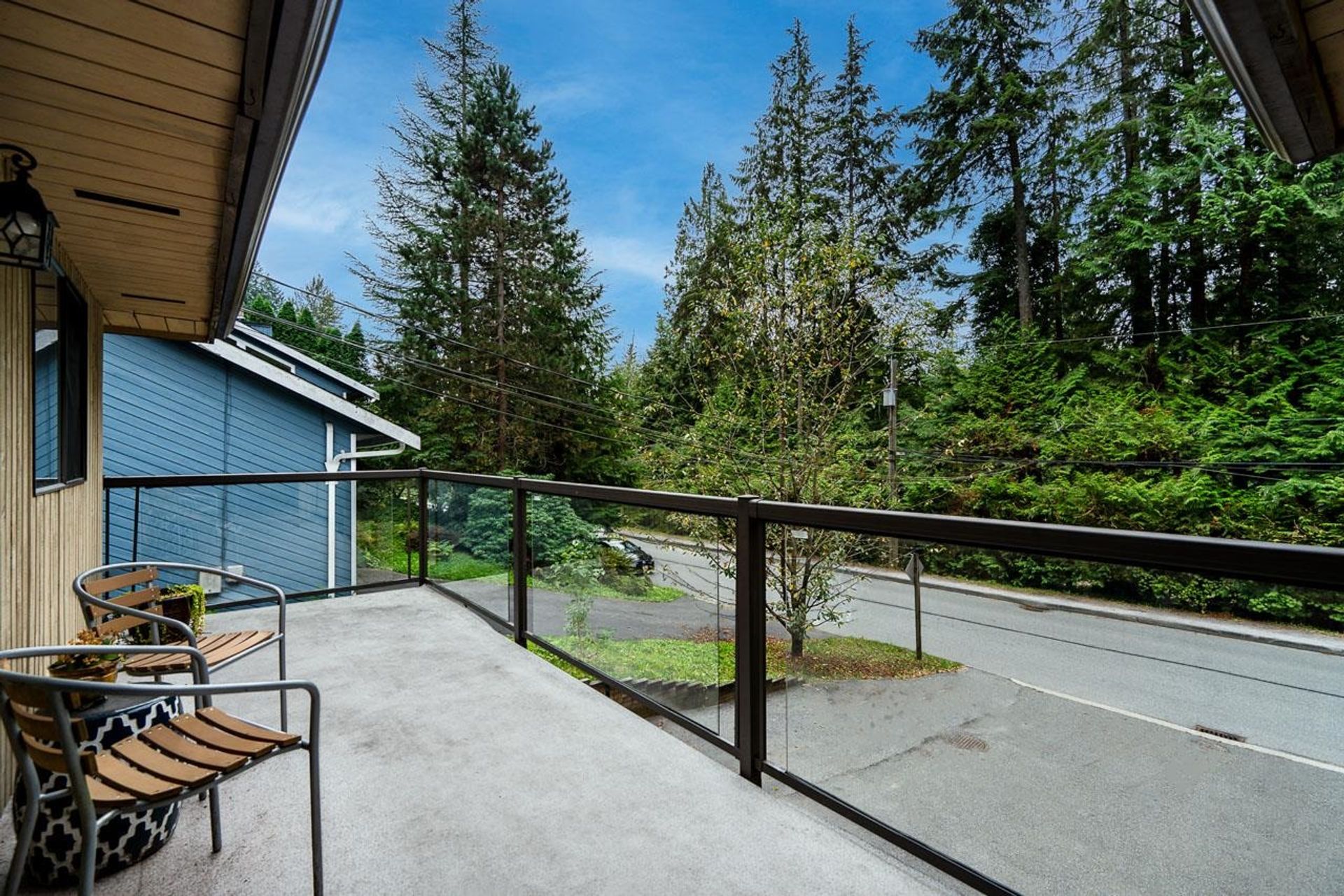 Private outdoor living space surrounded by West Coast greenery at 1184 Riverside Drive, Seymour NV, North Vancouver