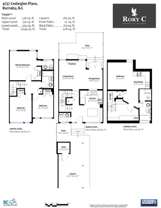 floorplan at 4737 Cedarglen Place, Greentree Village, Burnaby South