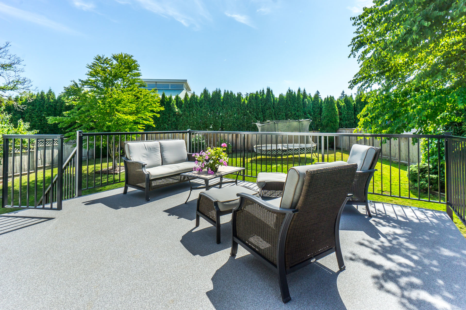 Back Deck with view of Backyard at 21662 50a Avenue, Murrayville, Langley