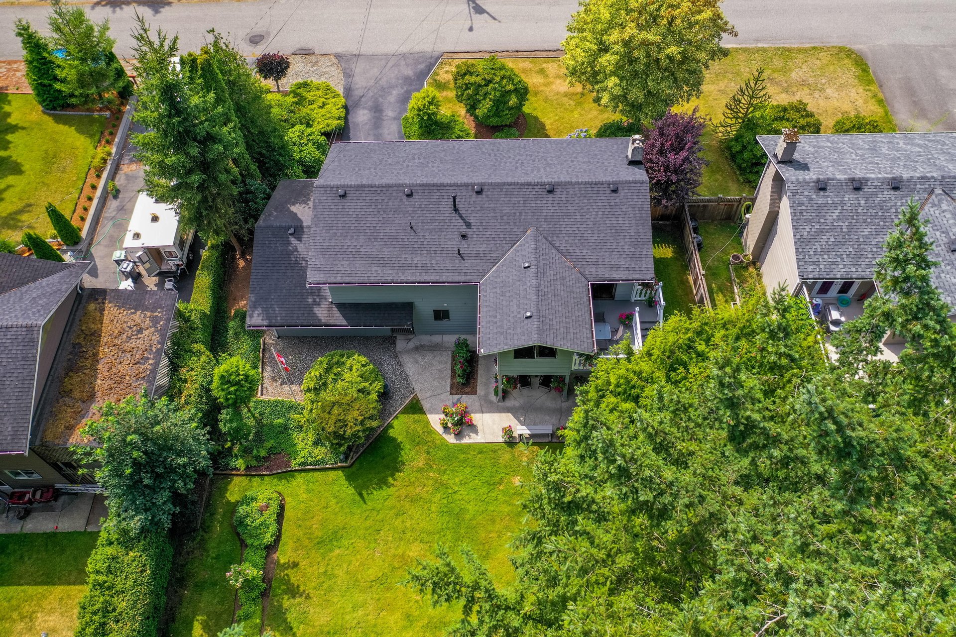 Aerial Backyard View at 4062 207a Street, Brookswood Langley, Langley Aerial Backyard View at 4062 207a Street, Brookswood Langley, Langley