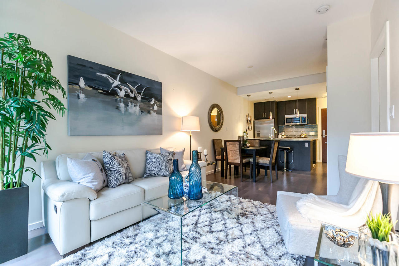 Living Room at 205 - 63 W 2nd Avenue, False Creek, Vancouver West