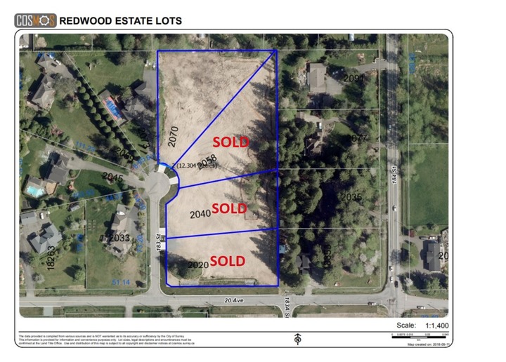 Aerial Lot Overview at 2058 183 Street, Hazelmere, South Surrey White Rock