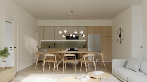 Kitchen, Dining, Living Room Rendering at 770 Dominion Road, Old Esquimalt, Esquimalt