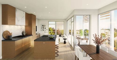 Kitchen & Living Area, The Redfern at 1920 Oak Bay Avenue, Victoria