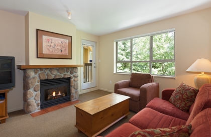 Living with Fireplace at #303 - 4314 Main Street, Whistler Village, Whistler